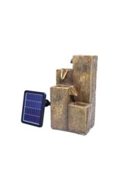 Living and Home 19in Solar Rockery Water Fountain - LED Lights Indoor/Outdoor Resin Fountain - Natural Faux wood Effect Garden Decor - thumbnail 5