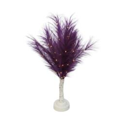 Shatchi 70cm Lighted Feather Tree Lamp - Warm White LED, Battery Operated in Purple