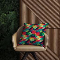 Warren Reed - Designer Colourful Grunge Circle Pattern Outdoor Cushion in Red - Size: 60 cm x 60 cm - thumbnail 2