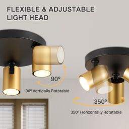 Harper Living Ceiling Spot Lights, GU10 Round Ceiling Llight, Black & Gold - thumbnail 6