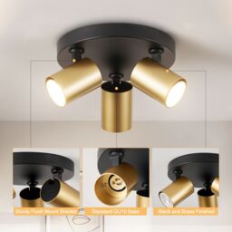 Harper Living Ceiling Spot Lights, GU10 Round Ceiling Llight, Black & Gold - thumbnail 4