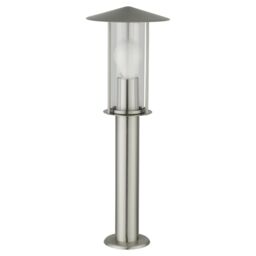 First Choice Lighting Set of 2 Treviso - Brushed Stainless Steel Outdoor Post Lights in Silver - thumbnail 3