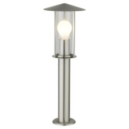 First Choice Lighting Set of 2 Treviso - Brushed Stainless Steel Outdoor Post Lights in Silver - thumbnail 2