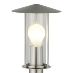 First Choice Lighting Set of 2 Treviso - Brushed Stainless Steel Outdoor Post Lights in Silver - thumbnail 6