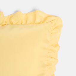 OHS 2 x Plain Faux Linen Frill Cushion Covers in Lemon - Size: 45 cm x 45 cm - thumbnail 5