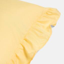 OHS 2 x Plain Faux Linen Frill Cushion Covers in Lemon - Size: 45 cm x 45 cm - thumbnail 6