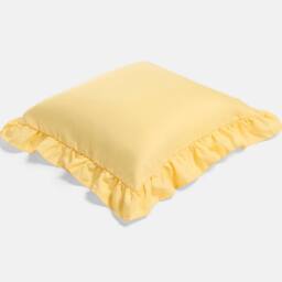 OHS 2 x Plain Faux Linen Frill Cushion Covers in Lemon - Size: 45 cm x 45 cm - thumbnail 4