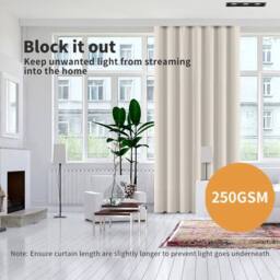 KORVIXA 2x Blackout Curtains Thermal Blockout in Beige - Size: 100 cm - thumbnail 5