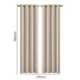 KORVIXA 2x Blackout Curtains Thermal Blockout in Beige - Size: 100 cm - thumbnail 2