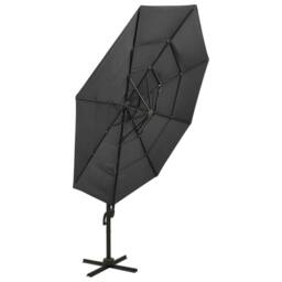 Berkfield Home 4-Tier Parasol with Aluminium Pole Anthracite 3x3 m in Black - thumbnail 5