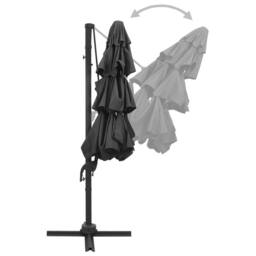 Berkfield Home 4-Tier Parasol with Aluminium Pole Anthracite 3x3 m in Black - thumbnail 4