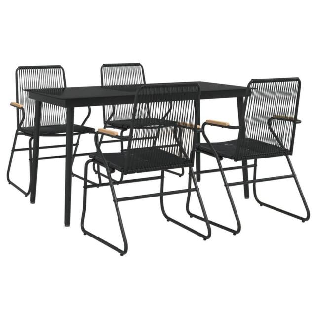 Berkfield Home Beautiful 5 Piece Garden Dining Set Black PVC Rattan - image 1