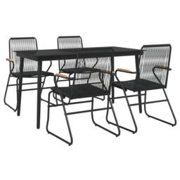 Berkfield Home Beautiful 5 Piece Garden Dining Set Black PVC Rattan - thumbnail 1