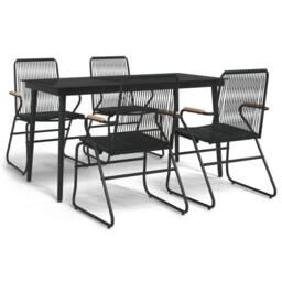 Berkfield Home Beautiful 5 Piece Garden Dining Set Black PVC Rattan - thumbnail 3