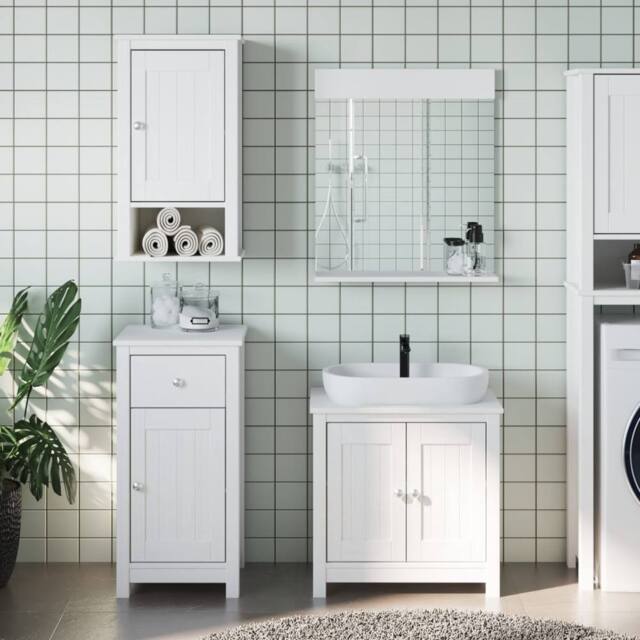 Berkfield Home 4 Piece Bathroom Furniture Set BERG White Solid Wood Pine - image 1