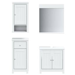 Berkfield Home 4 Piece Bathroom Furniture Set BERG White Solid Wood Pine - thumbnail 2