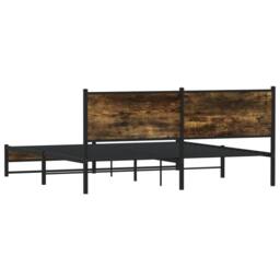 Berkfield Home Metal Bed Frame without Mattress Smoked Oak 180x200 cm Super King in Brown - thumbnail 7