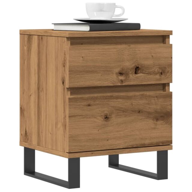 Berkfield Home Bedside Cabinet Artisan Oak 40x35x50 cm Engineered Wood in Brown - Size: 40 x 35 x 50 cm - image 1
