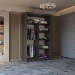 Sliding Wardrobes 4U Modern Double Sliding Door Wardrobe W 120cm X H 217cm in Grey - thumbnail 3