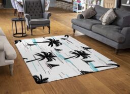 Benjamin Tate Design Palm Trees & Sailboats Rug in Natural - Size: Large - thumbnail 2