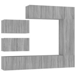 Berkfield Home 8 Piece TV Cabinet Set Grey Sonoma Engineered Wood - thumbnail 2