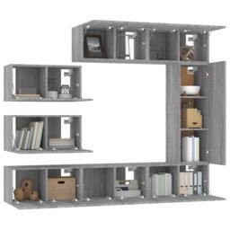 Berkfield Home 8 Piece TV Cabinet Set Grey Sonoma Engineered Wood - thumbnail 4