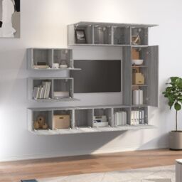 Berkfield Home 8 Piece TV Cabinet Set Grey Sonoma Engineered Wood - thumbnail 3