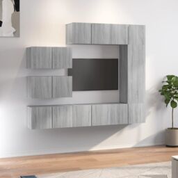 Berkfield Home 8 Piece TV Cabinet Set Grey Sonoma Engineered Wood - thumbnail 1