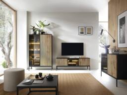 Vente-unique 3 - Door TV Stand With Leds In MDF & Smoked Glass - Black and - thumbnail 8