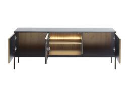 Vente-unique 3 - Door TV Stand With Leds In MDF & Smoked Glass - Black and - thumbnail 7