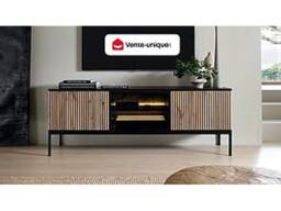 Vente-unique 3 - Door TV Stand With Leds In MDF & Smoked Glass - Black and - thumbnail 4