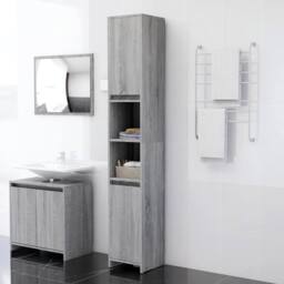Berkfield Home Stylish Bathroom Cabinet Grey Sonoma 30x30x183.5 cm Engineered Wood - thumbnail 2