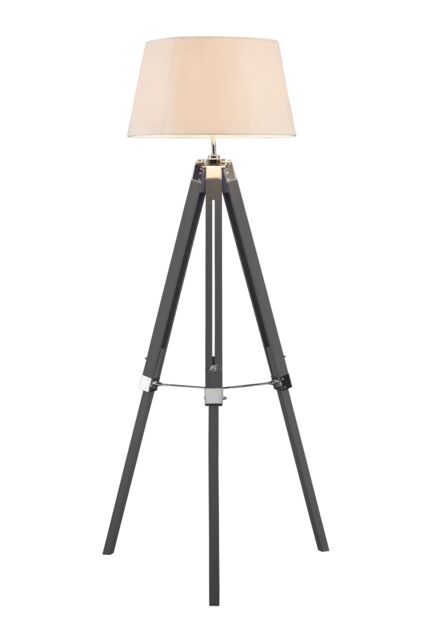Orsina Striking Brown Tripod Floor Lamp, Decorative Floor Light With Metal Cross Supports, Modern Standard Lamp in Grey - image 1