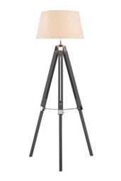 Orsina Striking Brown Tripod Floor Lamp, Decorative Floor Light With Metal Cross Supports, Modern Standard Lamp in Grey