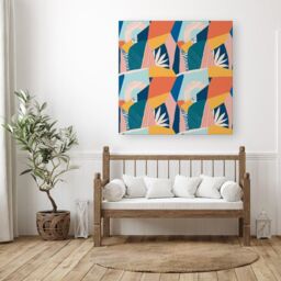 "Warren Reed - Designer Modern Floral Pattern Canvas in Pink - Size: W30"" x H30""" - thumbnail 3