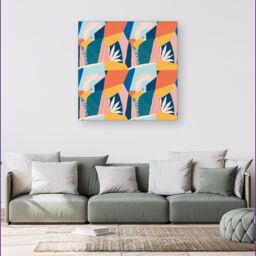 "Warren Reed - Designer Modern Floral Pattern Canvas in Pink - Size: W30"" x H30""" - thumbnail 4