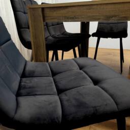 KOSY KOALA Modern Rustic Effect Dining Table Set with 4 Black Velvet Chairs & Bench - Kitchen Dining Furniture in Brown - thumbnail 4