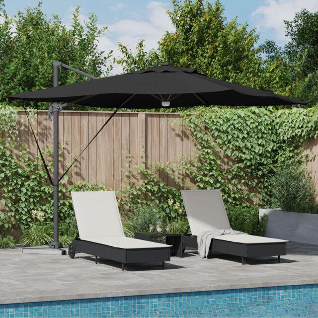 Berkfield Home Cantilever Roma Parasol with LEDs Black 286x285x270 cm Aluminium - Size: 286 x 285 x 270 cm - image 1