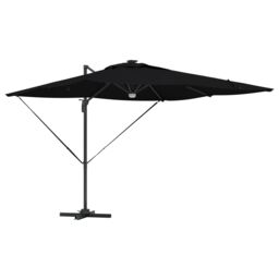 Berkfield Home Cantilever Roma Parasol with LEDs Black 286x285x270 cm Aluminium - Size: 286 x 285 x 270 cm - thumbnail 2
