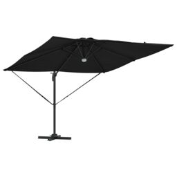 Berkfield Home Cantilever Roma Parasol with LEDs Black 286x285x270 cm Aluminium - Size: 286 x 285 x 270 cm - thumbnail 4