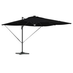 Berkfield Home Cantilever Roma Parasol with LEDs Black 286x285x270 cm Aluminium - Size: 286 x 285 x 270 cm - thumbnail 3