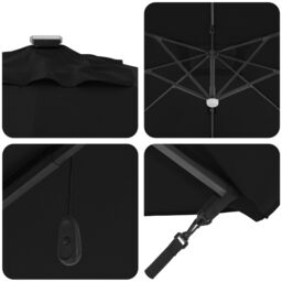 Berkfield Home Cantilever Roma Parasol with LEDs Black 286x285x270 cm Aluminium - Size: 286 x 285 x 270 cm - thumbnail 8
