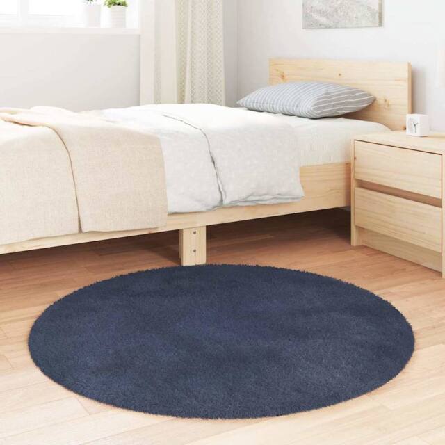 Berkfield Home Shaggy Rug High Pile NAVARRA Navy 100x100 cm Polyester - Size: Medium - image 1