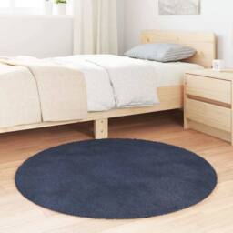 Berkfield Home Shaggy Rug High Pile NAVARRA Navy 100x100 cm Polyester - Size: Medium - thumbnail 1