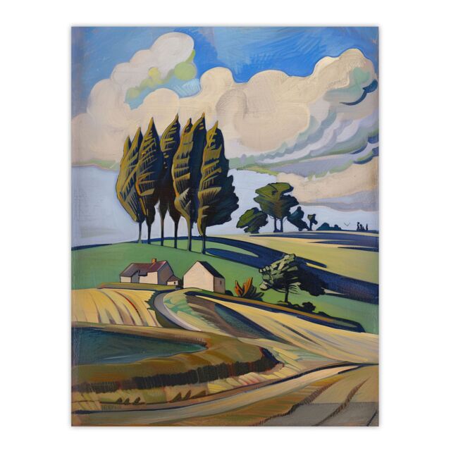 "Artery8 Cotswolds Windy Day Countryside English Landscape Wall Art Print - Size: W24"" x H32""" - image 1