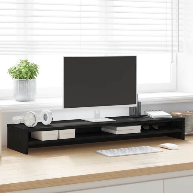 Berkfield Home Monitor Stand Black Oak 100x24x13 cm Engineered Wood - Size: 100 x 24 x 13 cm - image 1