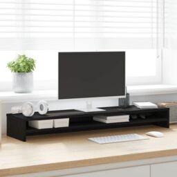Berkfield Home Monitor Stand Black Oak 100x24x13 cm Engineered Wood - Size: 100 x 24 x 13 cm