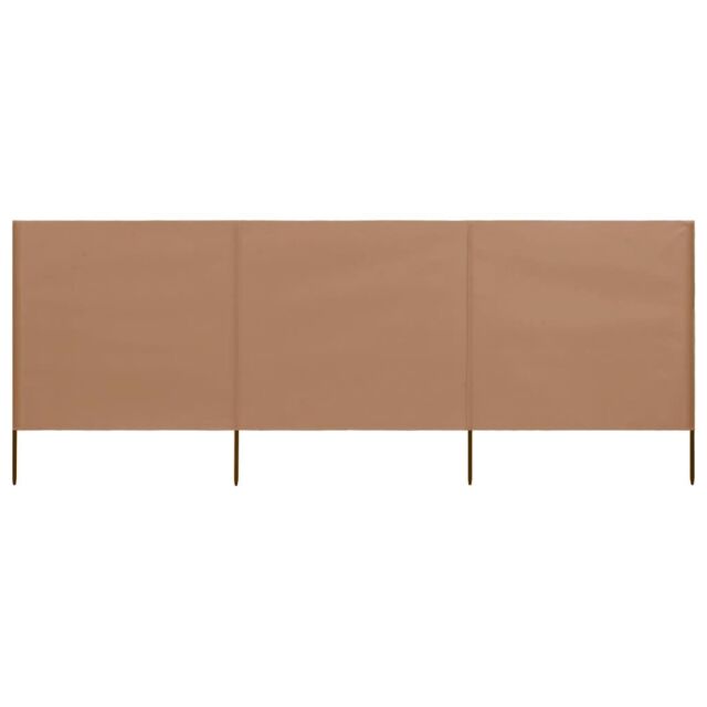 Berkfield Home 3-panel Wind Screen Fabric 400x80 cm Taupe in Beige - image 1