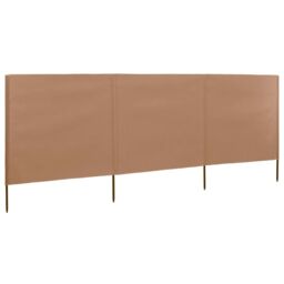 Berkfield Home 3-panel Wind Screen Fabric 400x80 cm Taupe in Beige - thumbnail 2