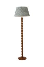 ValueLights Bobbin Floral Printed Pleated Shade Walnut Bobble Floor Lamp in Light Brown - thumbnail 6